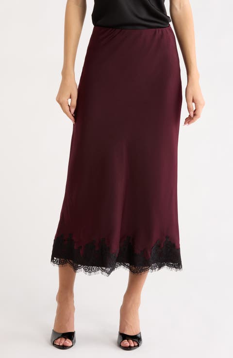 Vienna Lace Trim Satin Skirt