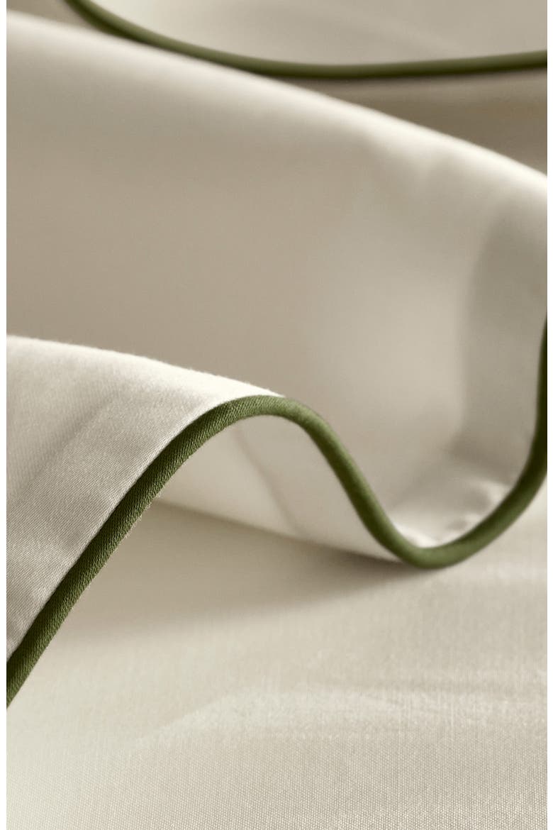 Signature Piped Edge Sheet Set, Alternate, color, CREAM/ OLIVINE