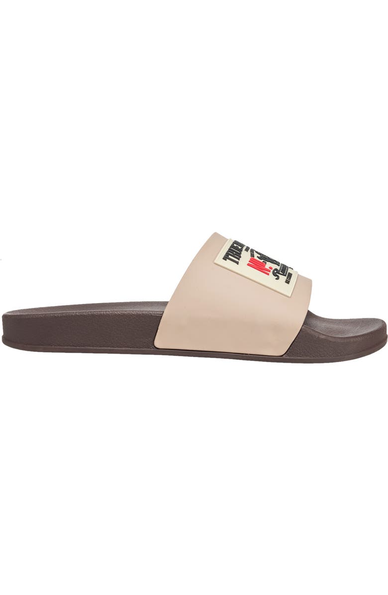 True Religion Kendrick Logo Slide, Alternate, color, Brown