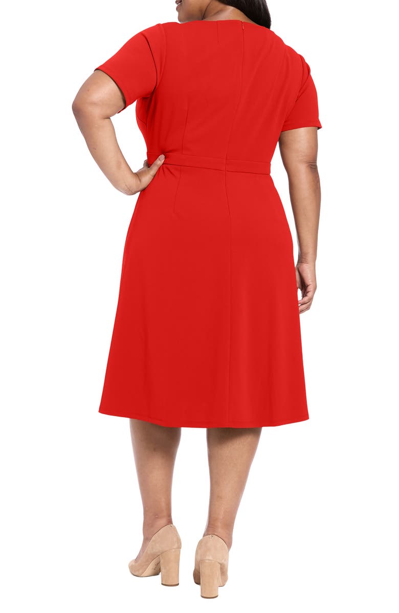 London Times Hardware Trim Scuba Fit & Flare Dress, Alternate, color, Lava Orange