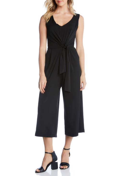 Tie Front Crop Sleeveless Jumpsuit