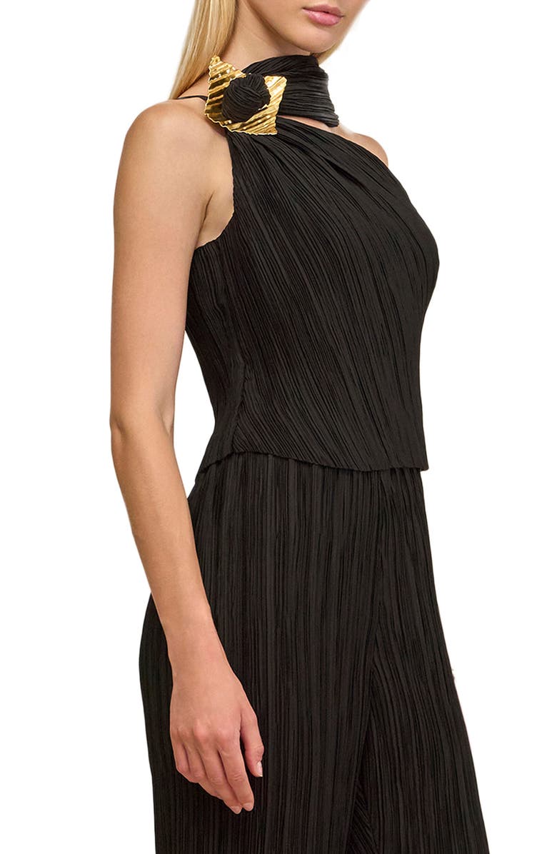 Cult Gaia Moira Asymmetric Neck Micropleat Top, Alternate, color, Black