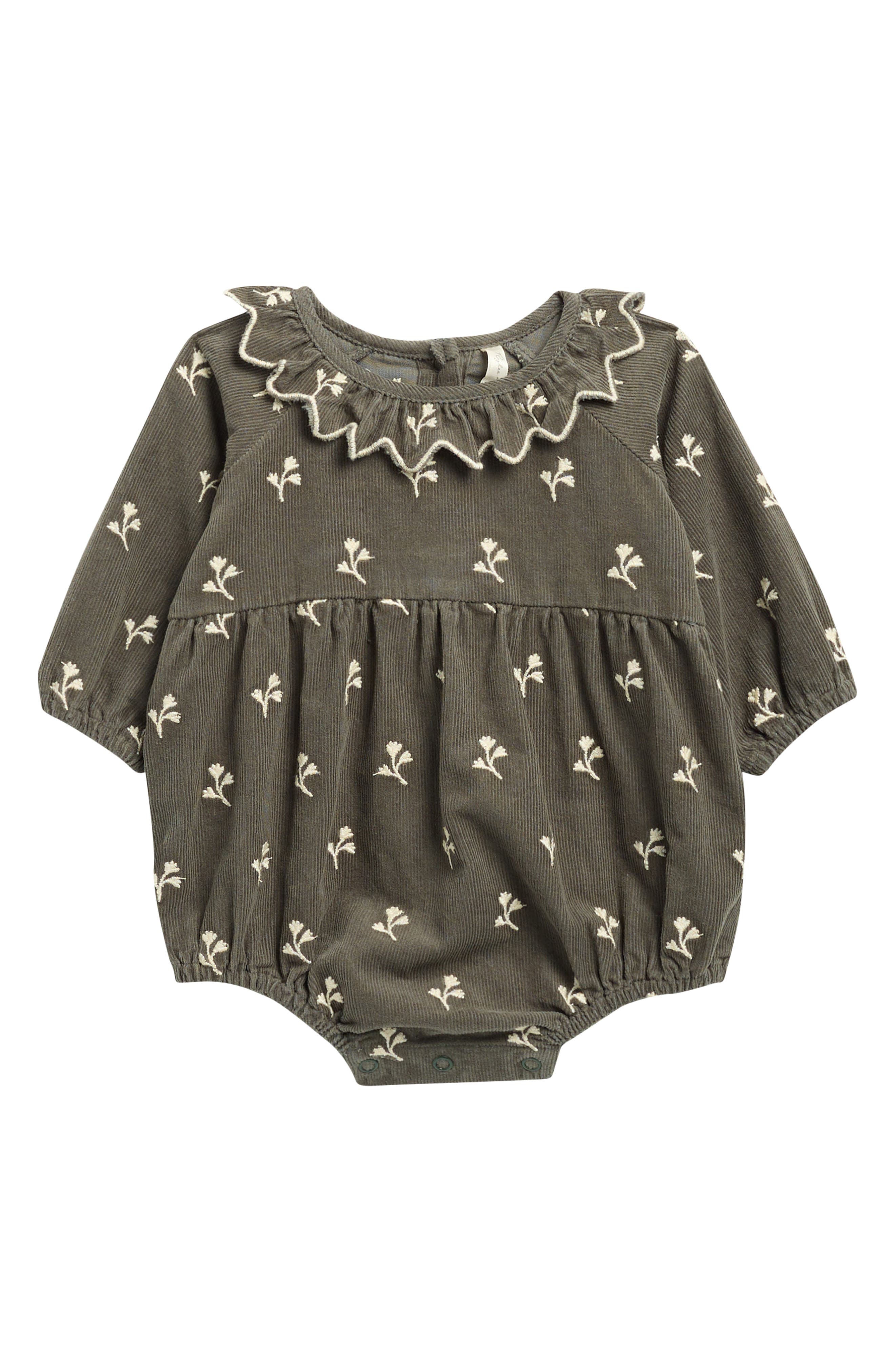 QUINCY MAE Freya Embroidered Cotton Corduroy Bodysuit