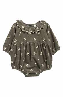 QUINCY MAE Freya Embroidered Cotton Corduroy Bodysuit