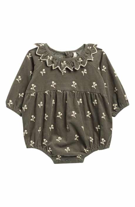 QUINCY MAE Freya Embroidered Cotton Corduroy Bodysuit