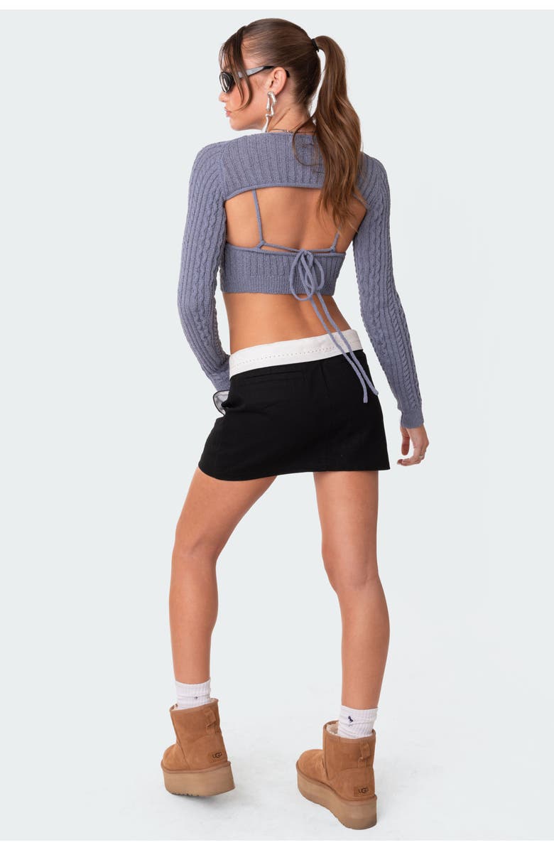 EDIKTED Cable Stitch Two-Piece Crop Camisole & Shrug Sweater, Alternate, color, 