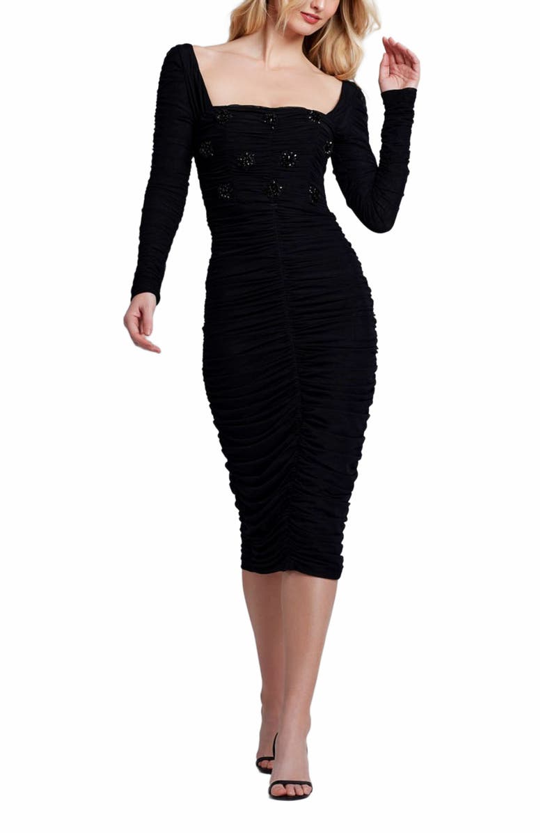 PatBO Hand-Beaded Stretch Tulle Midi, Alternate, color, 