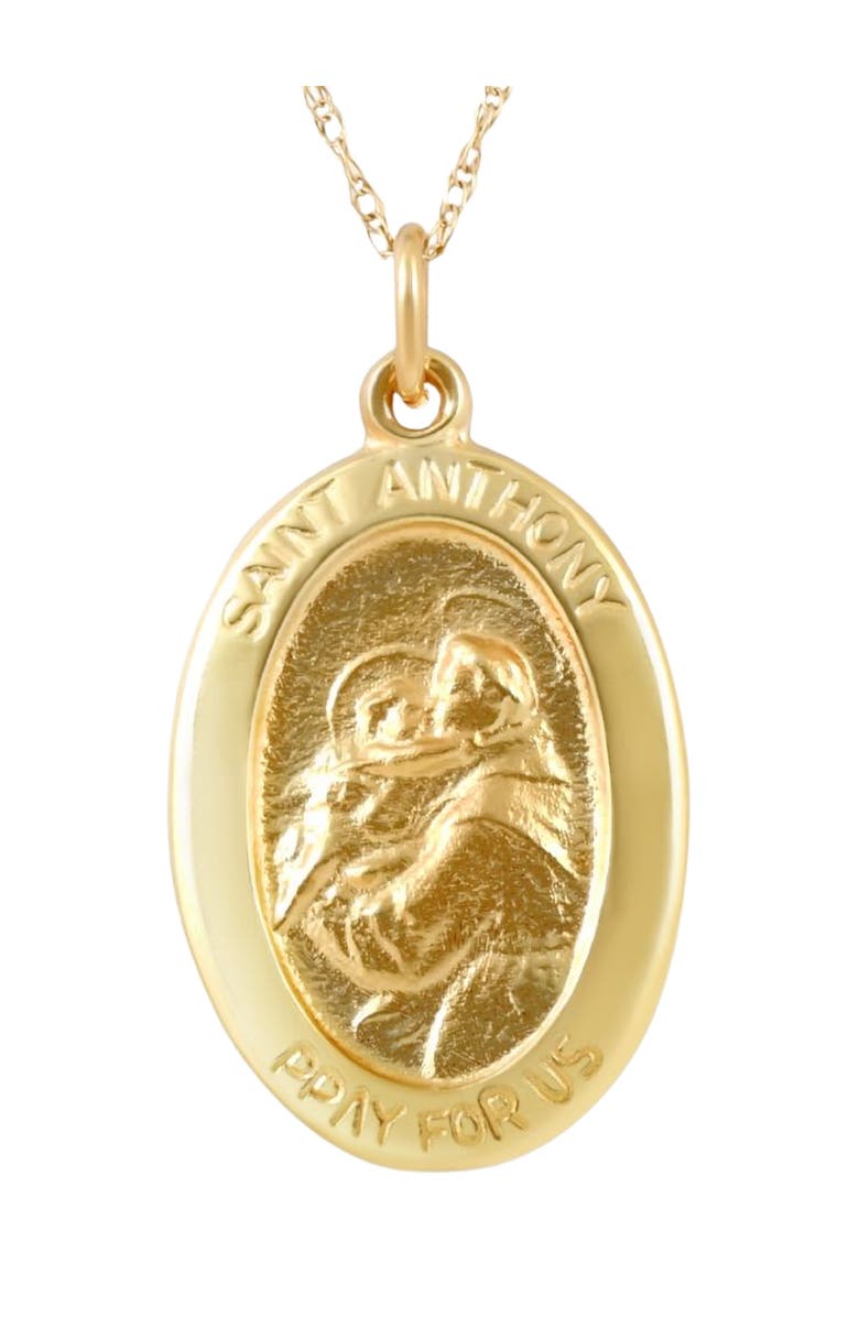 Bliss Diamond 14k or Gold St. Anthony Medal Pendant 1" Tall 2 Grams, Main, color, 