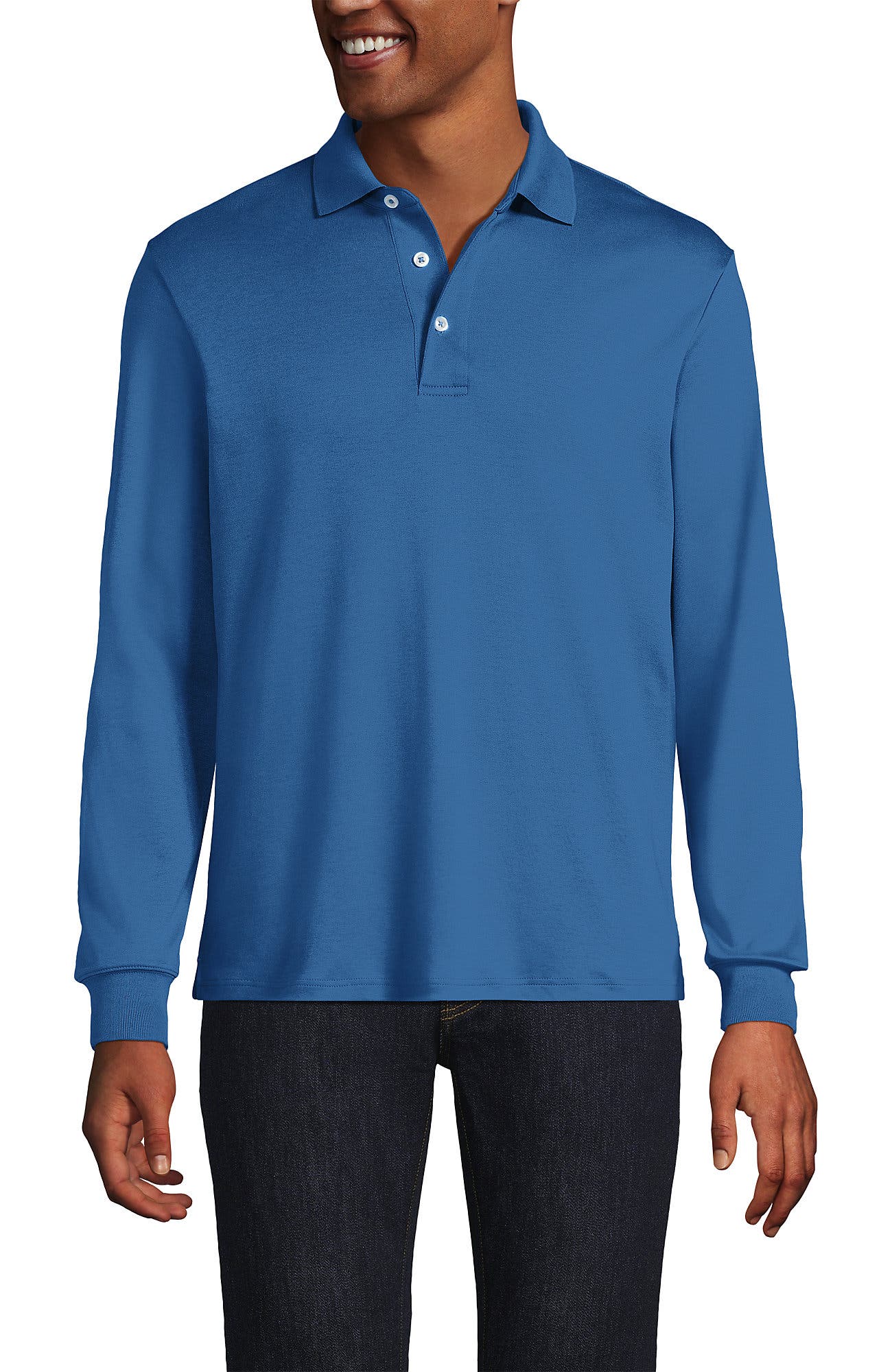 Lands' End Long Sleeve Cotton Supima Polo Shirt (Men) | Nordstrom