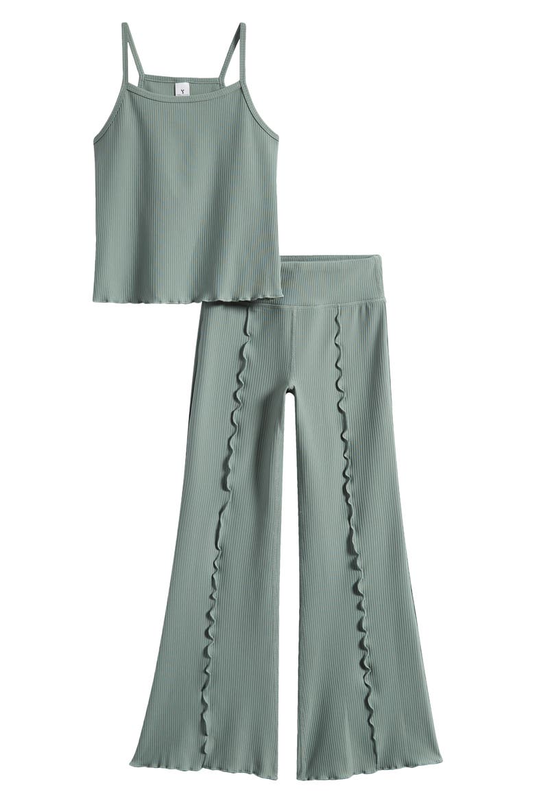 Kids' Ottoman Rib Claudia Tank & Pants Set, Main, color, CLOVER