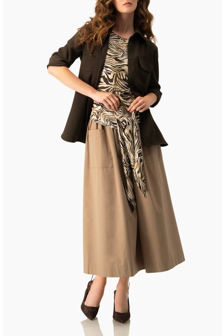Sleeveless Tie-Waist Blouse in Zebra Print, Sash-Front Top, Alternate, color, Olive Green