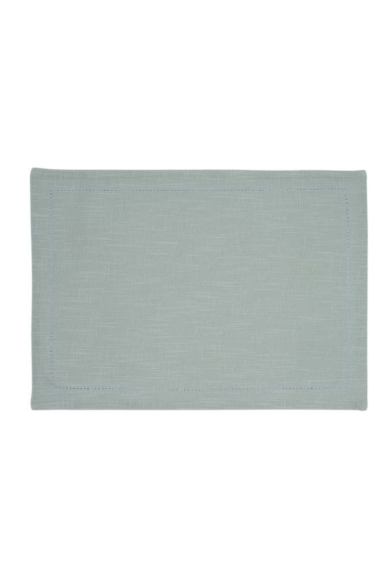 Sea Glass Hemstitch Set of 6 Placemats 14" x 20", Alternate, color, Blue