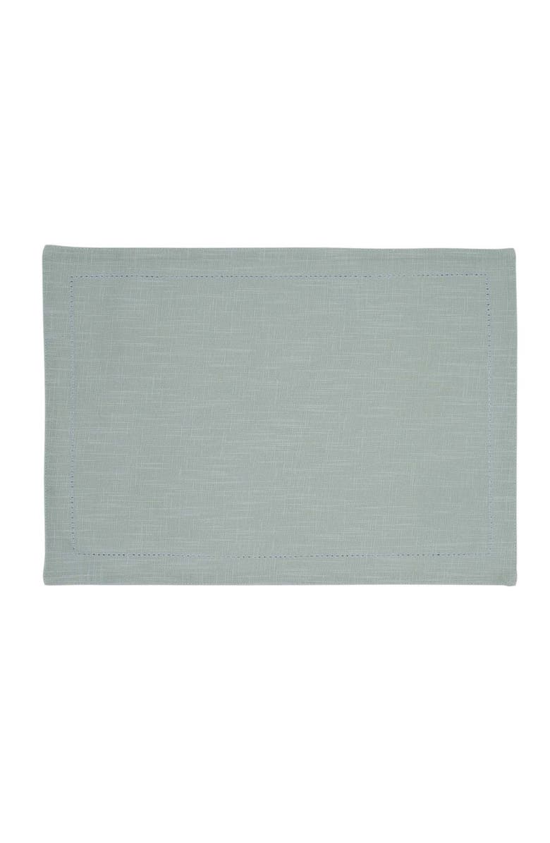 C&F Home Sea Glass Hemstitch Set of 6 Placemats 14" x 20", Alternate, color, Blue
