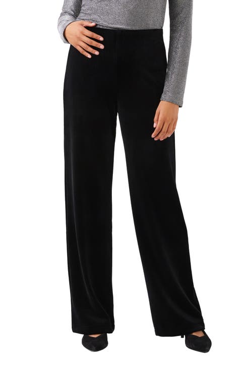 Ribbed Velvet High Waist Wide Leg Pants