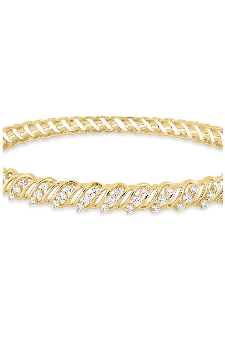 18K Gold Florentine Diamond Bangle Bracelet (Online Trunk Show), Alternate, color, 18K YELLOW GOLD