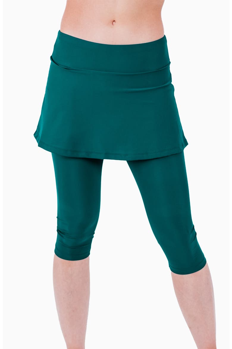 Skirted Swim Capris, Main, color, Dark Jade