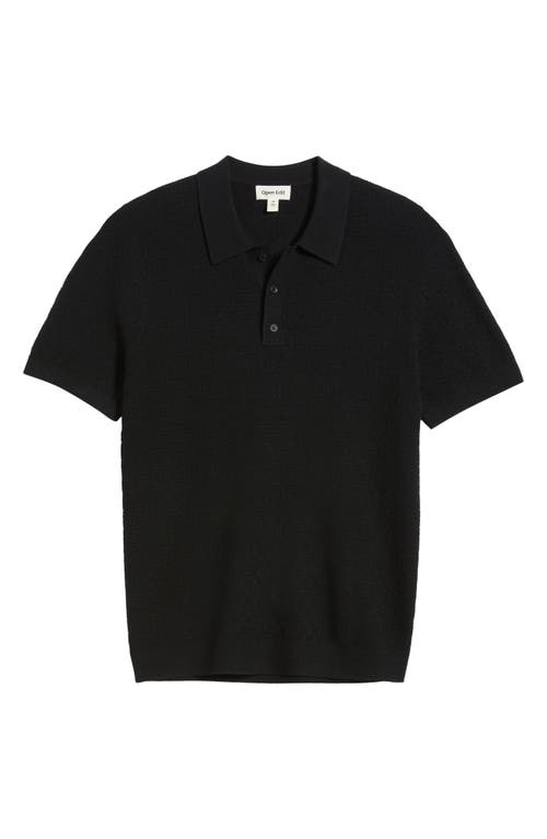 Open Edit Texture Polo Sweater In Black