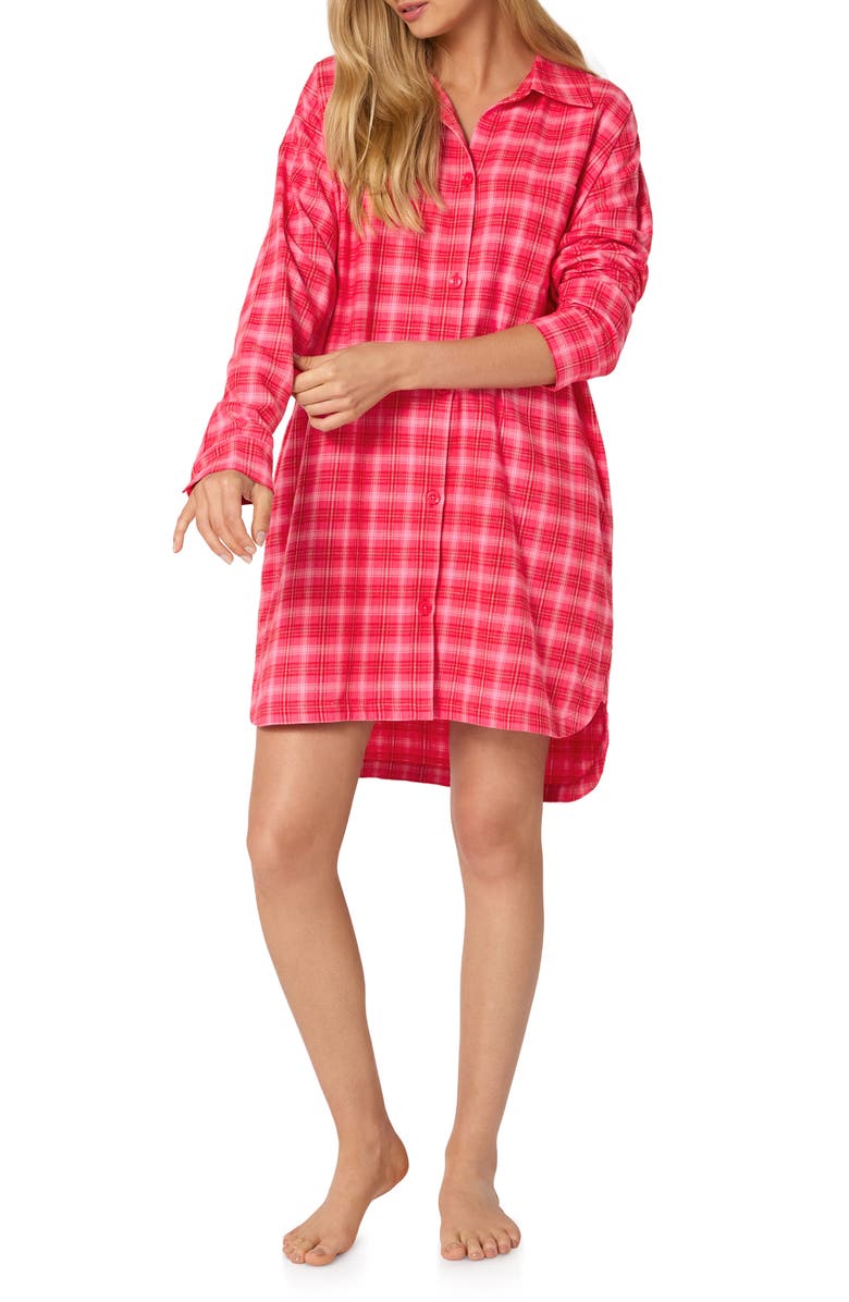 BedHead Pajamas Print Organic Cotton Flannel Sleep Shirt, Alternate, color, Wonderland Plaid