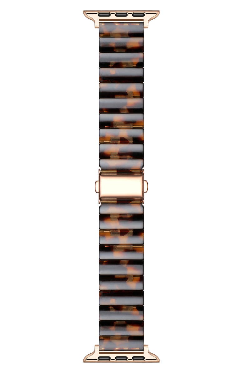 Posh Tech Charlie Resin Link Bracelet Apple Watch<sup>®</sup> Watchband, Main, color, Tortoise
