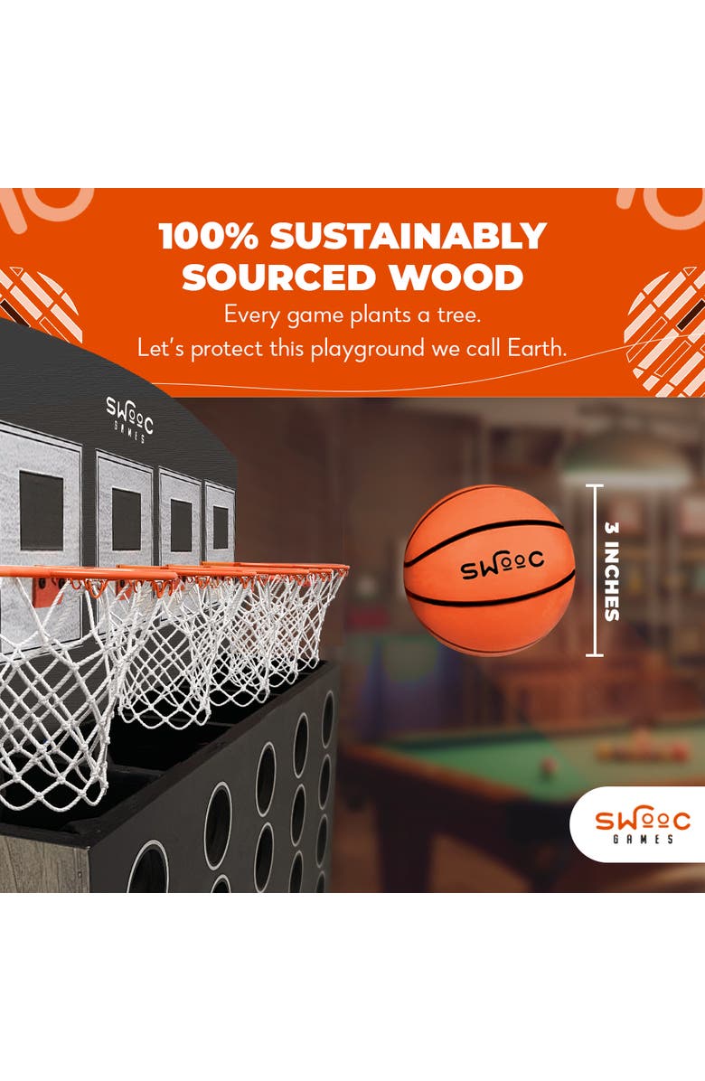 Swooc Games Low Post Lineup | Wall Mounted Basketball 4 In A Row, Alternate, color, Black