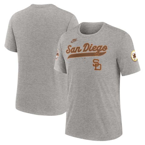 Men's Nike Heather Gray San Diego Padres Cooperstown Collection Eras Tri-Blend T-Shirt