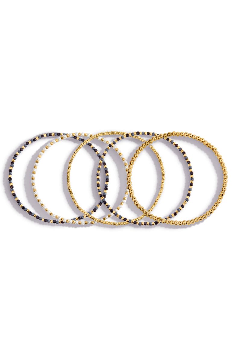 Mint & Lily Weather the Storm Beaded Stacking Set Bracelet, Alternate, color, Gold-Tone