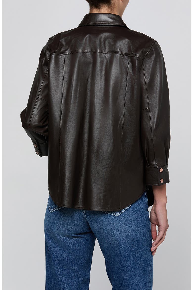 Avina Leather Shirt, Alternate, color, COFFEE BEAN