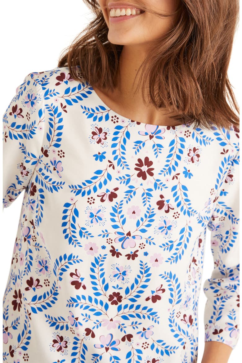 Nadine Printed Top, Alternate, color, IVORY AND BOLD BLUE JOLIE