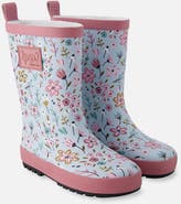 Deux par Deux Waterproof Mini Flower Rain Boots in Natural Rubber