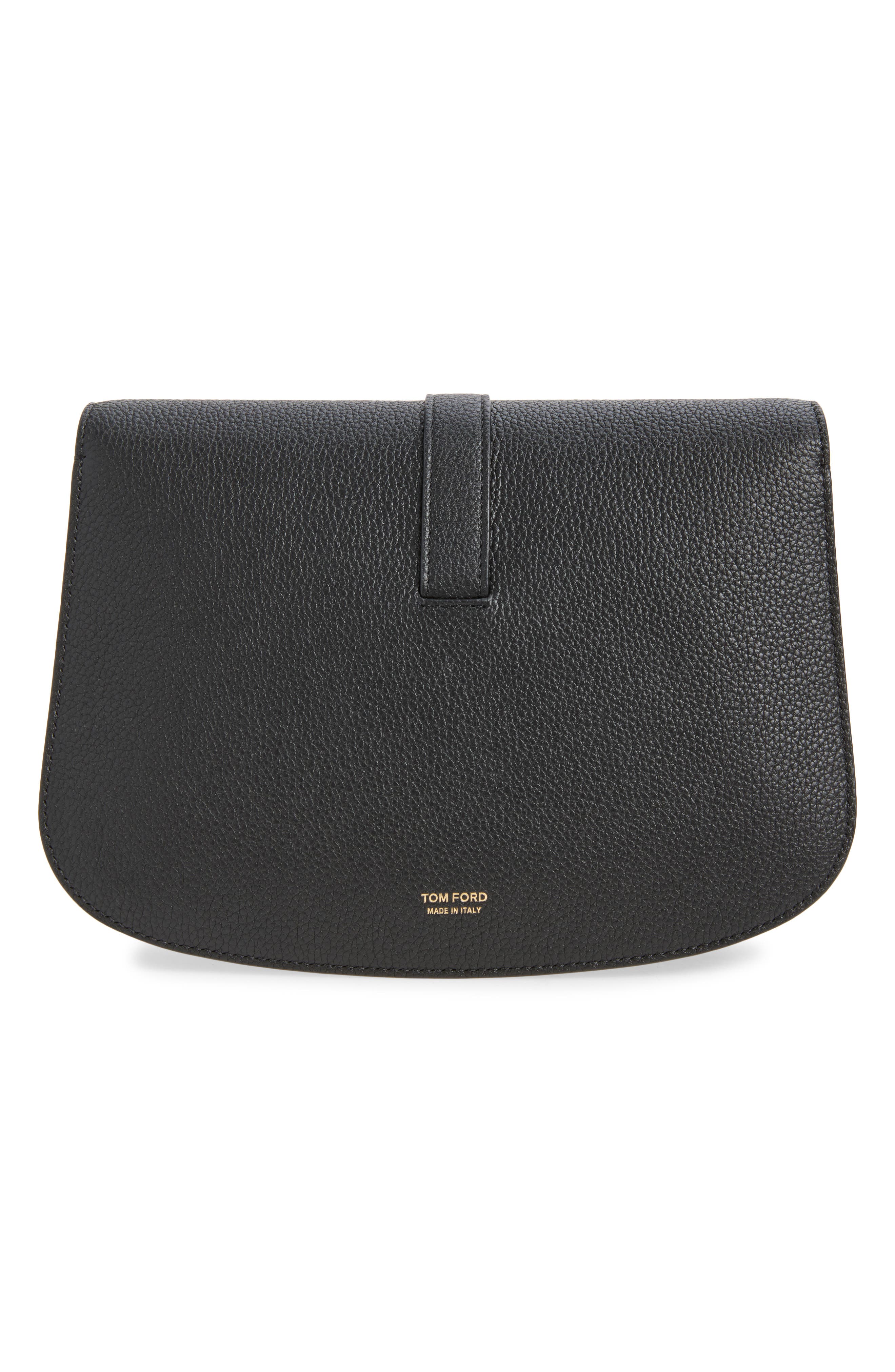Small Kara Grain Leather Crossbody Bag, Alternate, color, BLACK