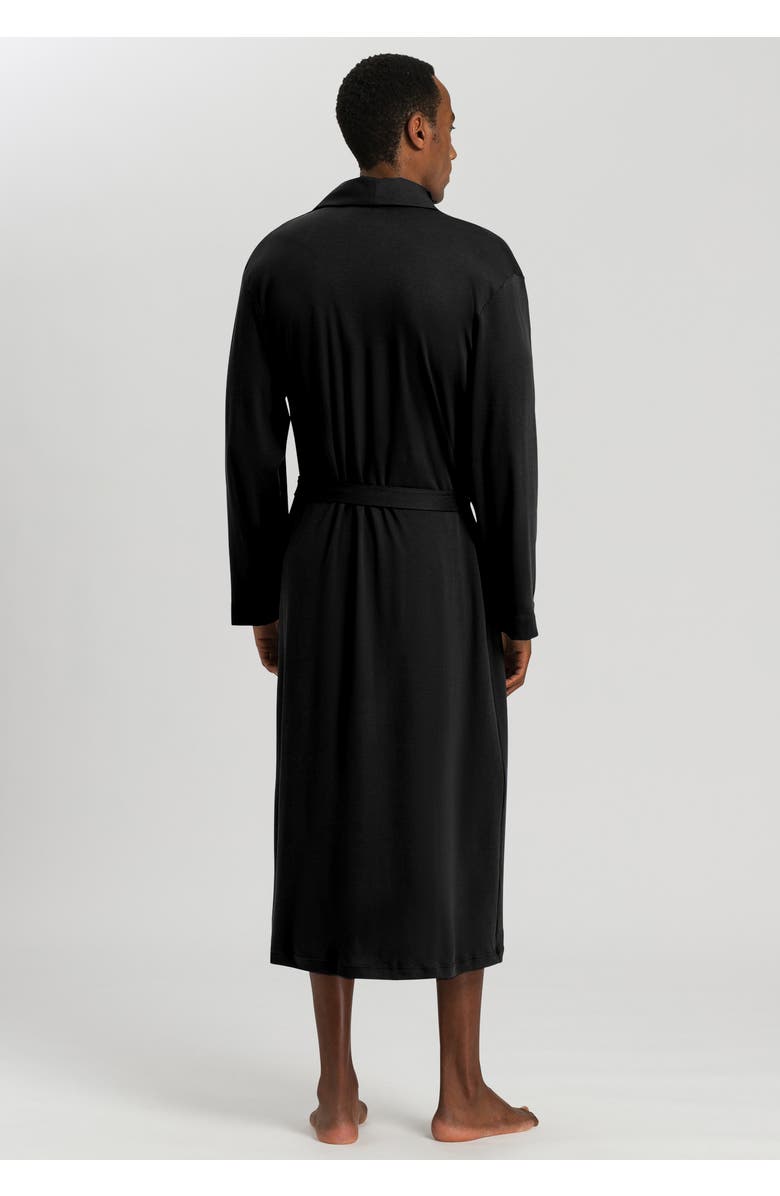 Hanro Night And Day 100% Cotton Knit Robe, Alternate, color, Black