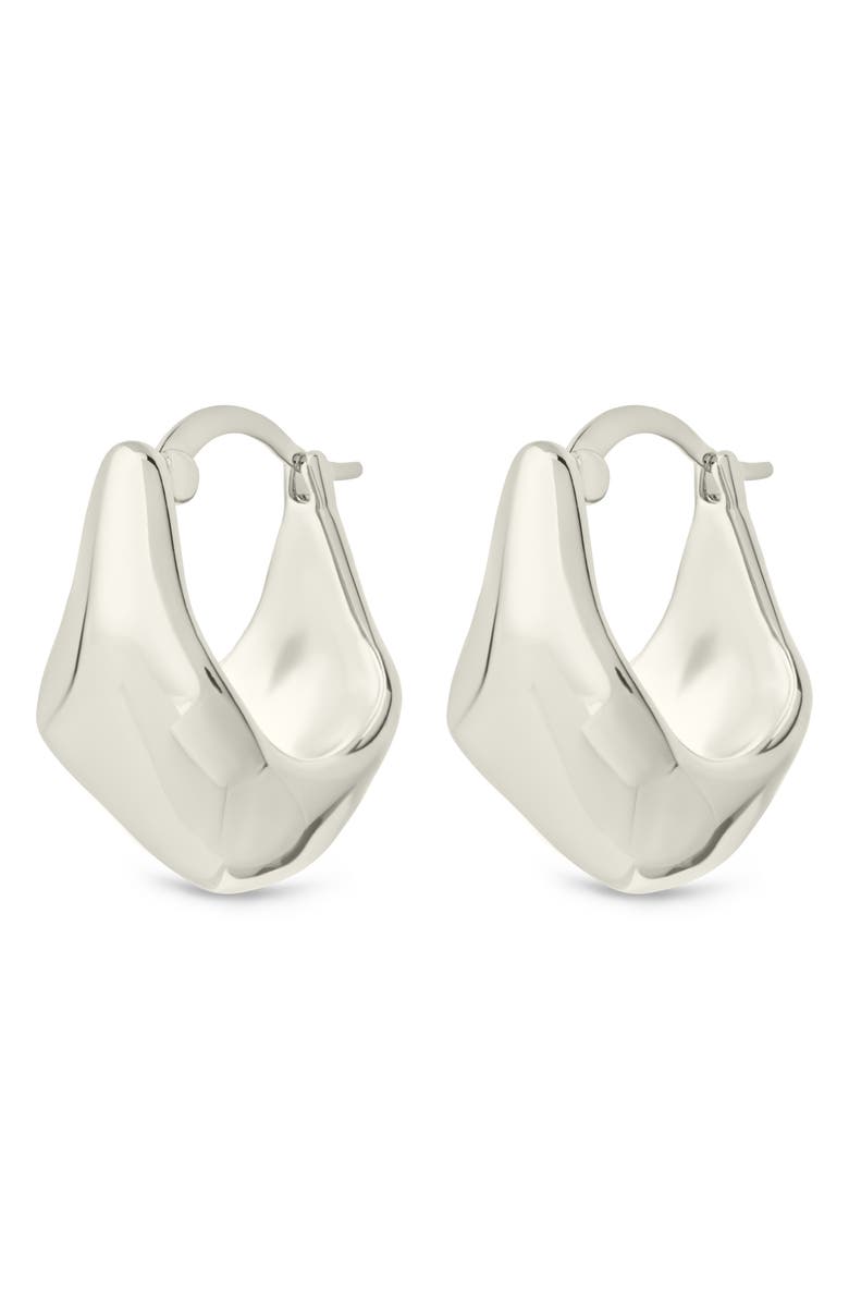 Sterling Forever Elise Polished Huggie Hoop Earrings, Alternate, color, Silver