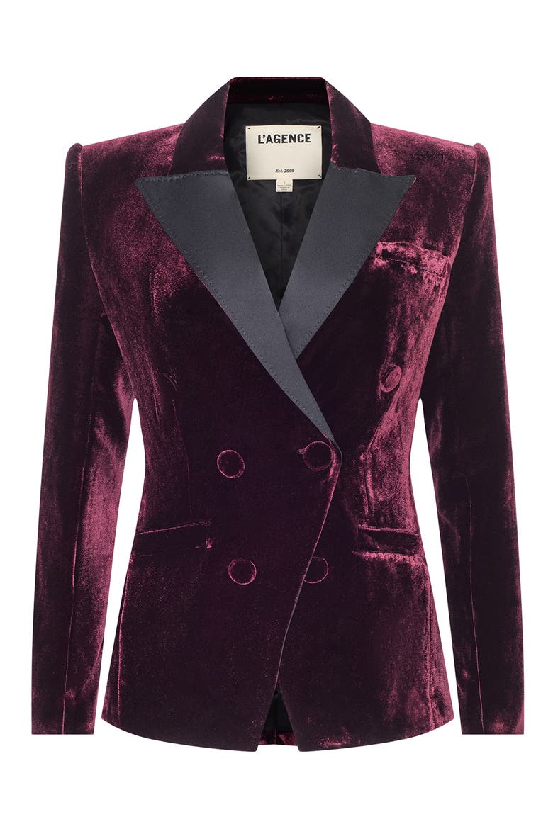 Kyomi Velvet Double Breasted Blazer, Alternate, color, DEEP PORT