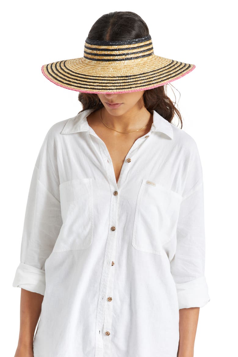 Joanna Straw Visor, Alternate, color, HONEY/ BLACK/ PINK
