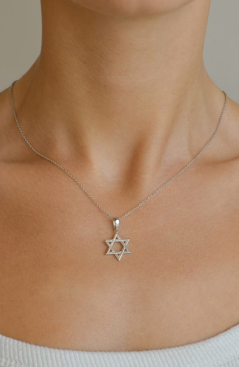 Anzie Dew Drop Star of David Pendant Necklace, Alternate, color, Silver