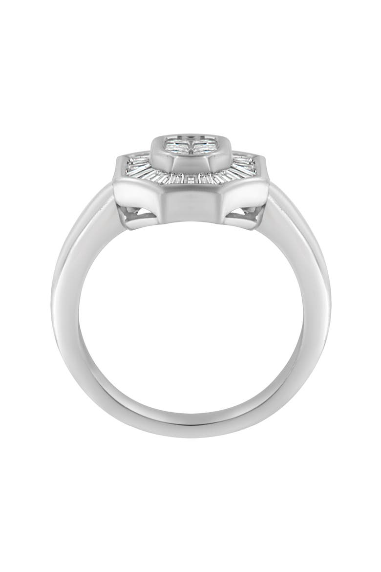 14K White Gold 1.00 Cttw Diamond Cocktail Art Deco Style Ring, Alternate, color, White