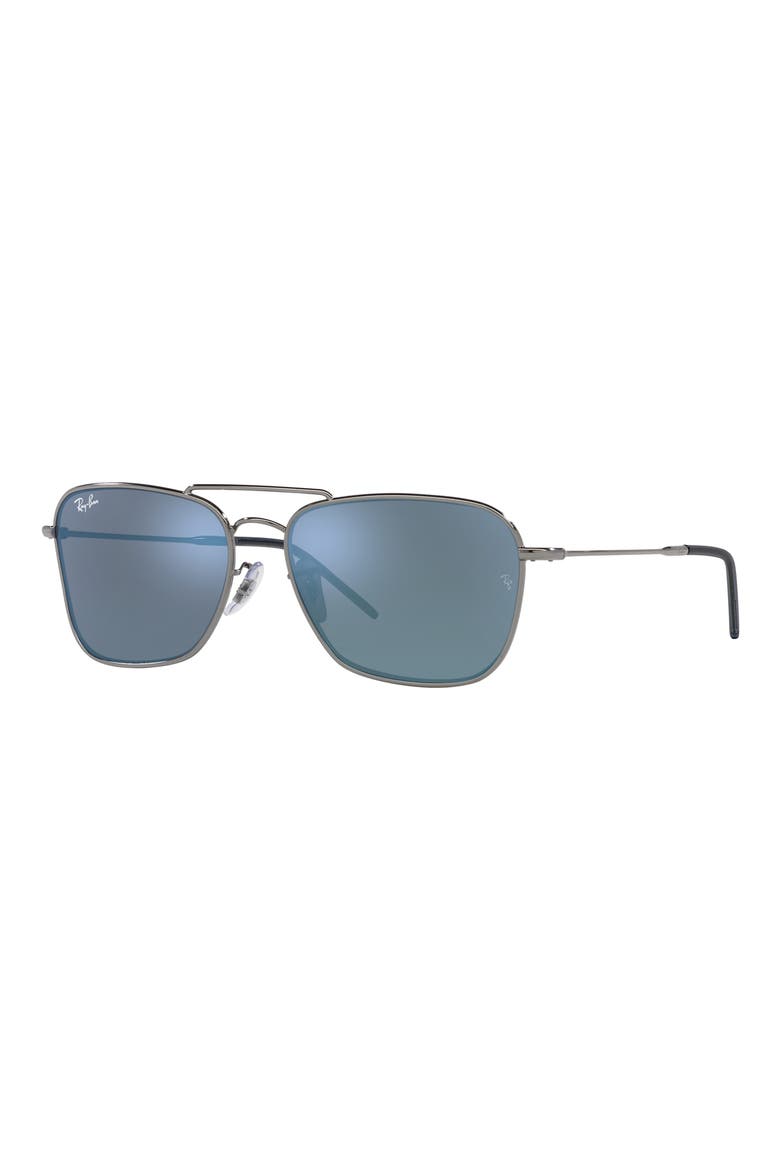 Caravan Reverse 58mm Square Sunglasses, Alternate, color, GUNMETAL