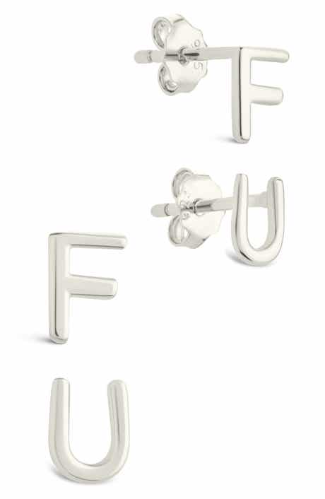 Sterling Forever F U Stud Earrings
