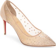 Christian Louboutin Follies Crystal Embellished Mesh Pointed Toe Pump