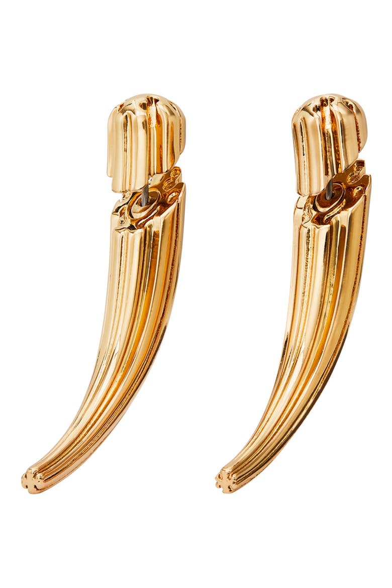 Pierced Front-Back Earrings, Main, color, LIGHT BRASS