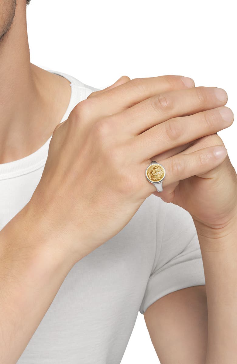 David Yurman 'Petrvs' Lion Signet Pinky Ring, Alternate, color, 