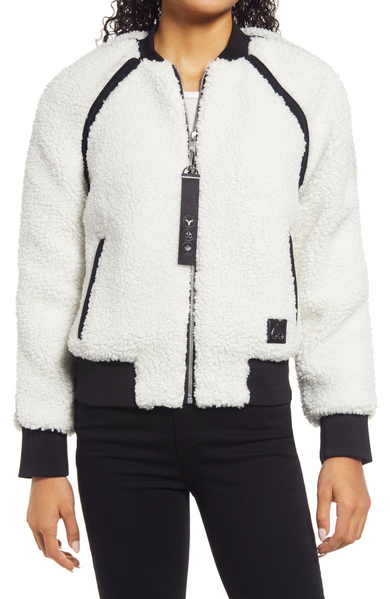 Moose Knuckles St. Urcissee High Pile Fleece Recycled Bomber Jacket, Alternate, color, 