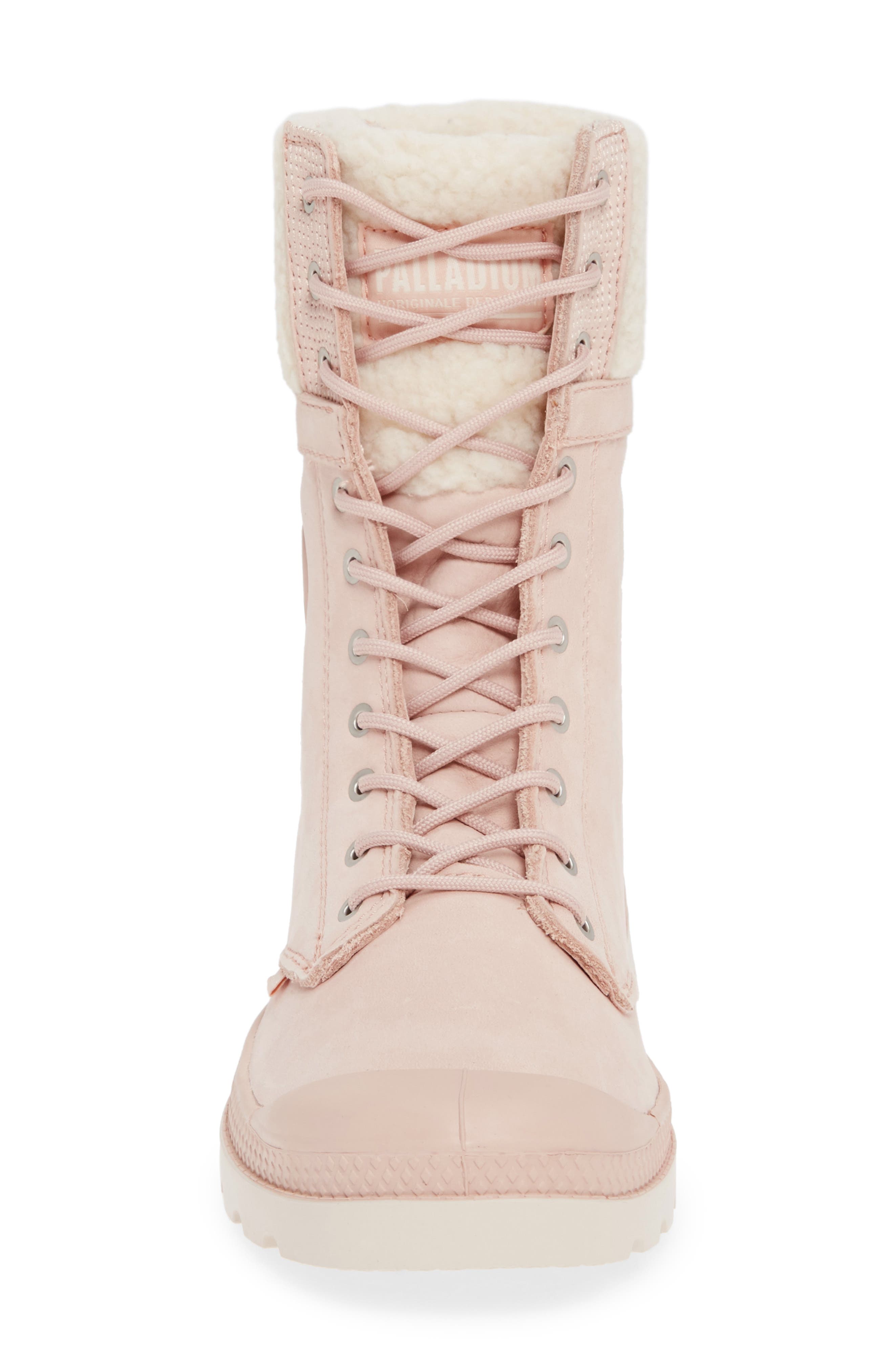 Baggy Pilot Faux Shearling Lined Boot, Alternate, color, ROSE DUST LEATHER
