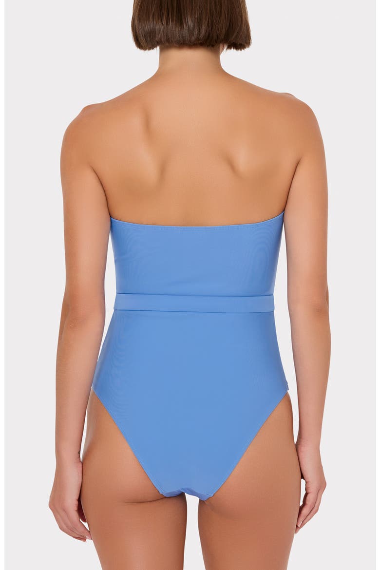 Skewed Petal Strapless One-Piece Swimsuit, Alternate, color, ORANGE/ BLUE