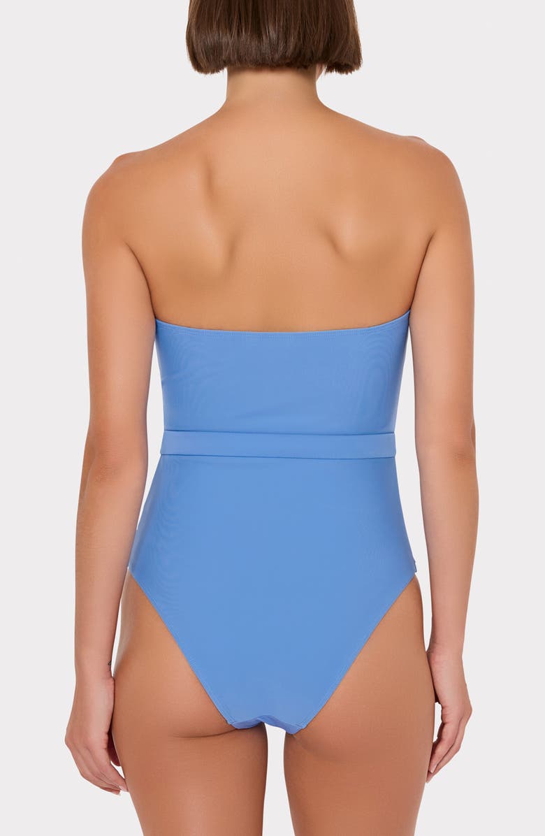 Milly Skewed Petal Strapless One-Piece Swimsuit, Alternate, color,