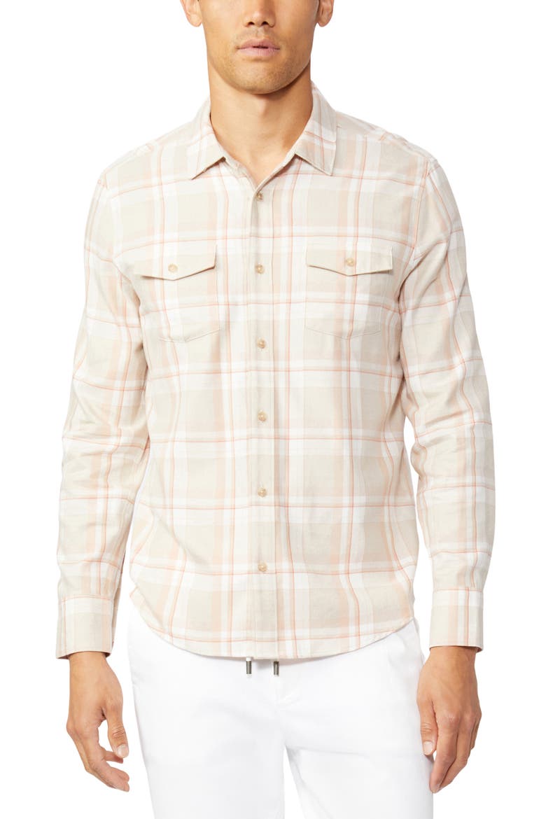 Everett Plaid Flannel Button-Up Shirt, Main, color, CLAY QUARTZ