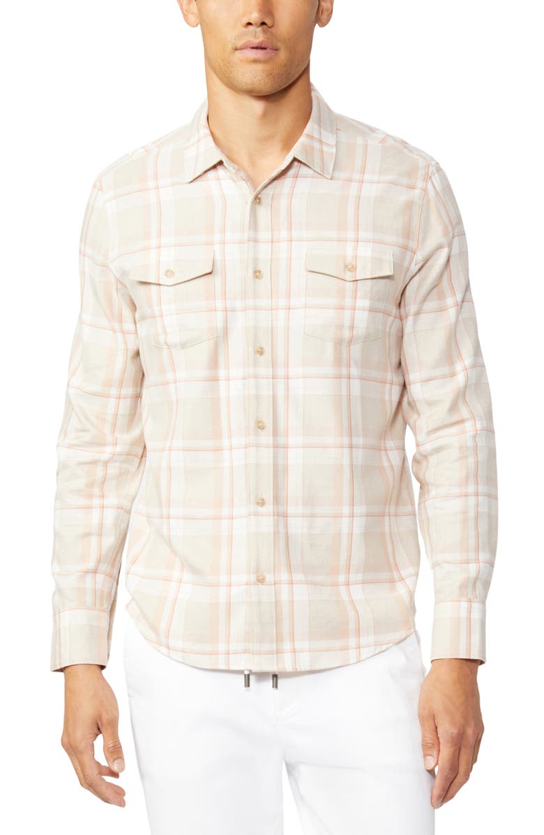 PAIGE Everett Plaid Flannel Button-Up Shirt, Main, color, 