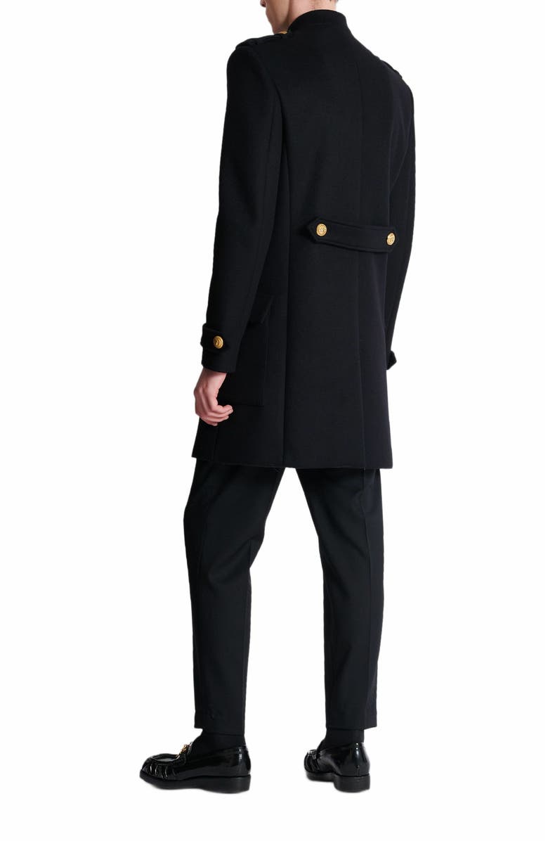 Balmain Wool And Cashmere Coat With Detachable Bib Front, Alternate, color, Black