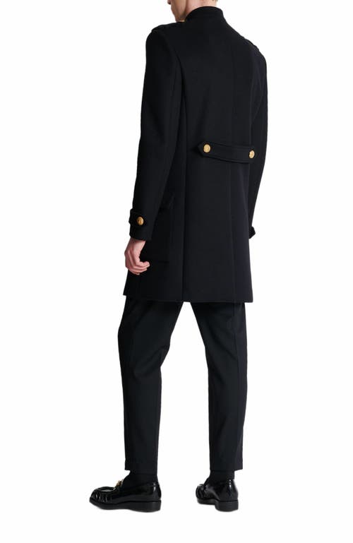 Balmain Wool And Cashmere Coat With Detachable Bib Front In Black
