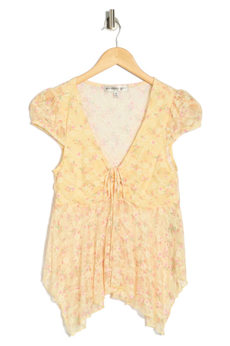Cinched Cap Sleeve Top, Alternate, color, DOUBLE CREAM COMBO